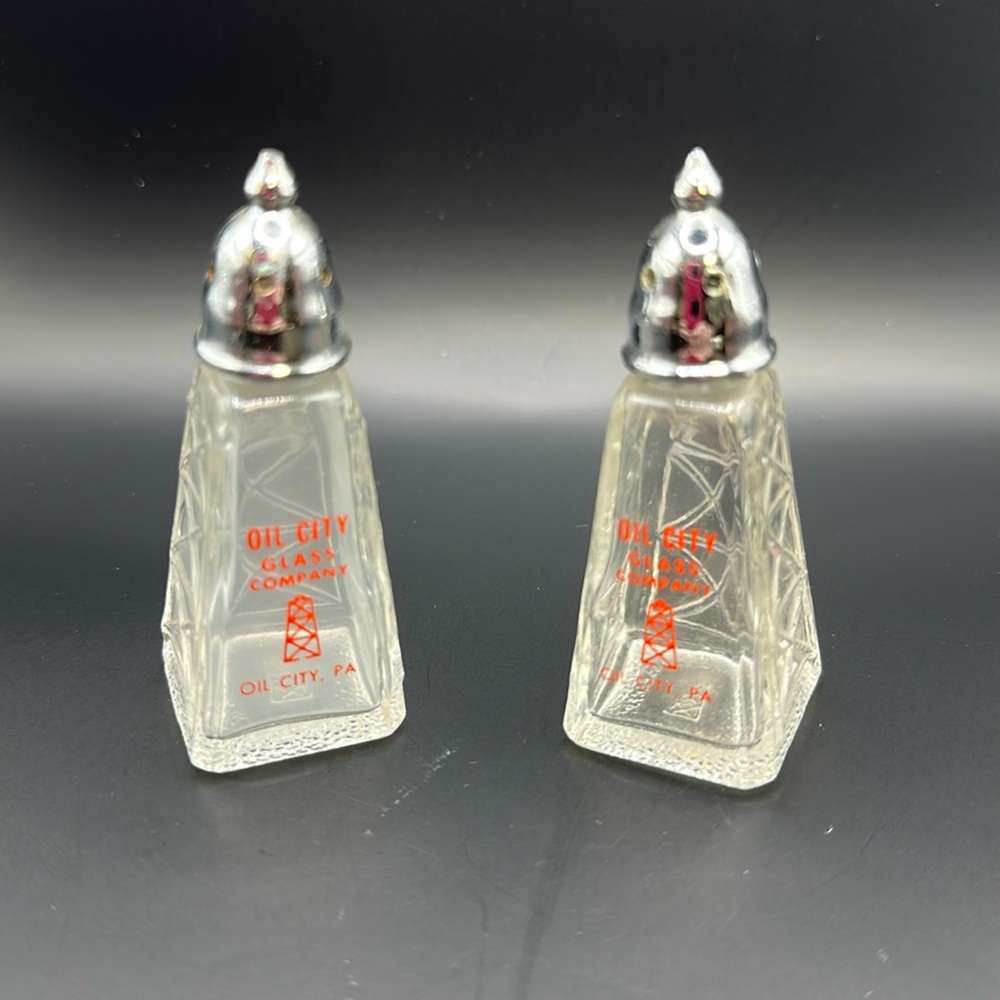 Oil City Glass salt and pepper shakers